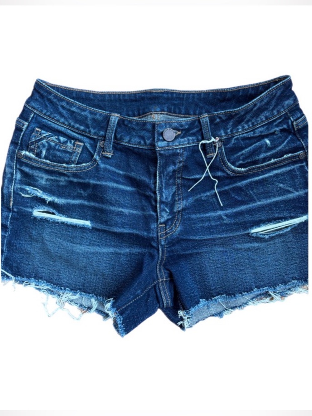 Buckle Black Dark Blue Distressed Denim Women's Shorts